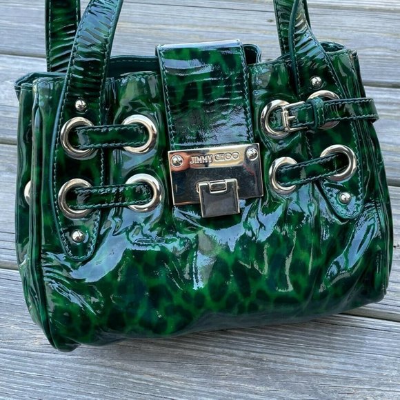 Jimmy Choo Handbags - Jimmy Choo Roquette Bag Leopard Print Patent Leather Shoulder Bag Made in Italy